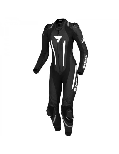 SHIMA MIURA RS BLACK/WHITE ONE-PIECE WOMEN'S LEATHER MOTO SUIT