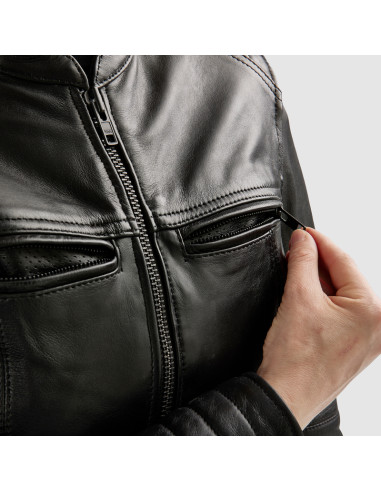 REBELHORN HUNTER II BLACK WOMEN'S LEATHER MOTO JACKET