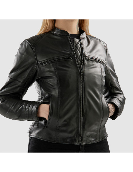 REBELHORN HUNTER II BLACK WOMEN'S LEATHER MOTO JACKET