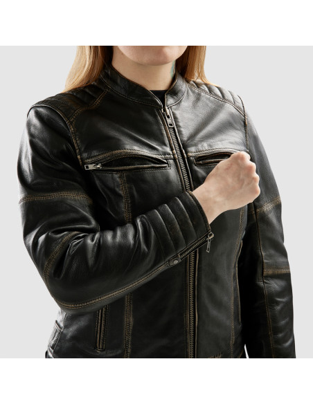 REBELHORN HUNTER II BROWN MOTERIŠKA ODINĖ MOTO STRIUKĖ