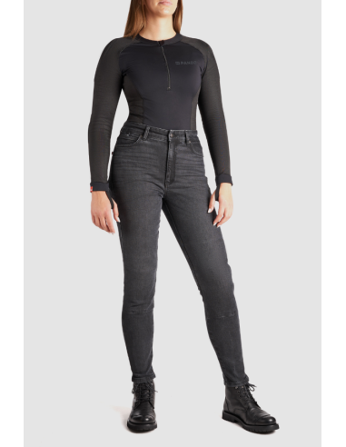 PANDO MOTO KAYA SLIM GREY WOMEN'S MOTO JEANS