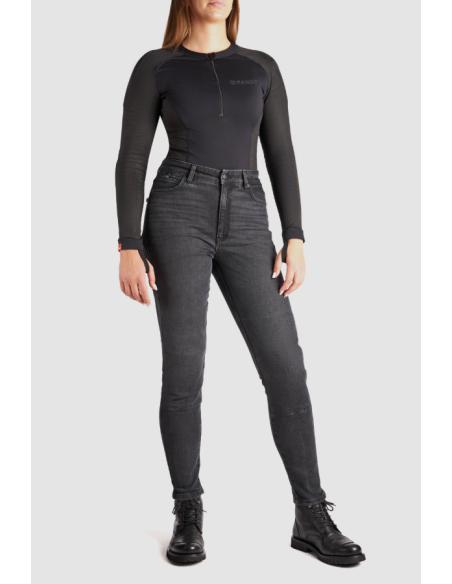 PANDO MOTO KAYA SLIM GREY WOMEN'S MOTO JEANS