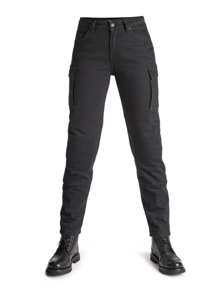 PANDO MOTO ЖЕНСКИЕ МОТО-ДЖИНСЫ MILA CARGO BLACK