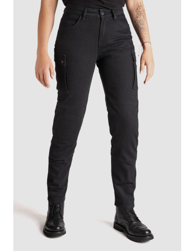 PANDO MOTO ЖЕНСКИЕ МОТО-ДЖИНСЫ MILA CARGO BLACK