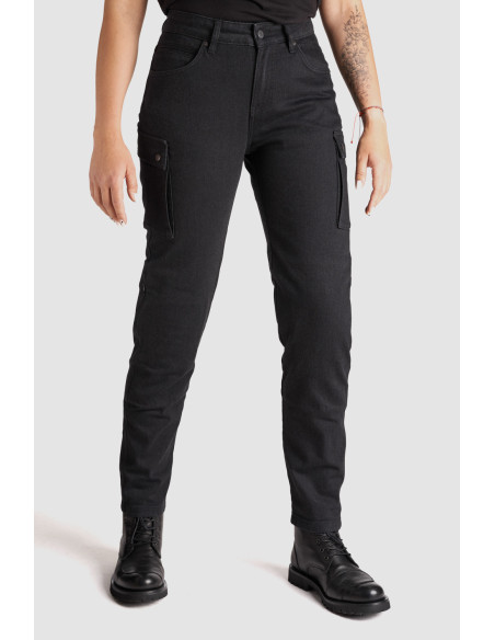 PANDO MOTO MILA CARGO BLACK WOMEN'S MOTO JEANS