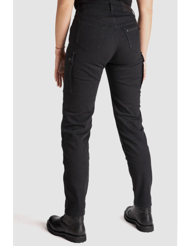 PANDO MOTO MILA CARGO BLACK WOMEN'S MOTO JEANS