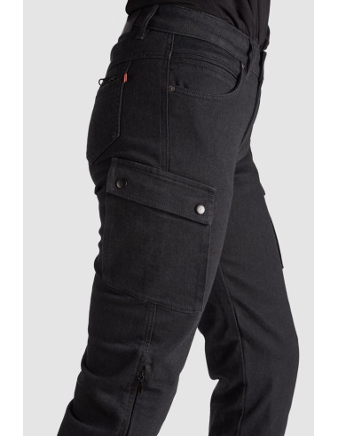 PANDO MOTO MILA CARGO BLACK WOMEN'S MOTO JEANS