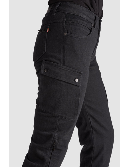 PANDO MOTO MILA CARGO BLACK WOMEN'S MOTO JEANS