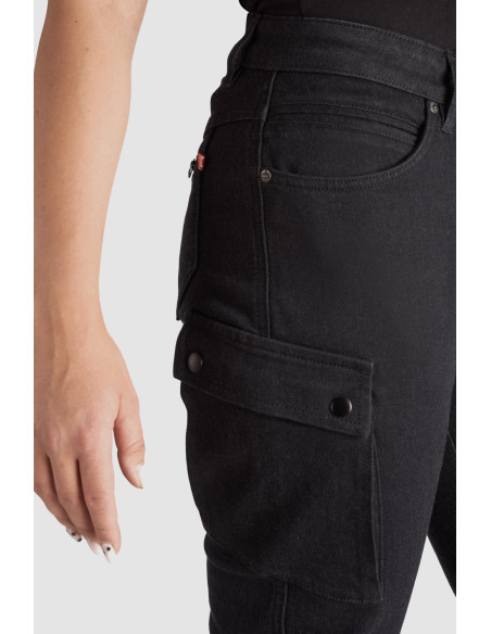 PANDO MOTO MILA CARGO BLACK WOMEN'S MOTO JEANS