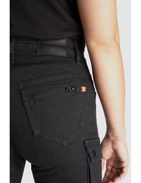PANDO MOTO MILA CARGO BLACK WOMEN'S MOTO JEANS