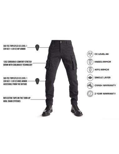 PANDO MOTO DESERT CARGO BLACK MEN'S MOTO JEANS