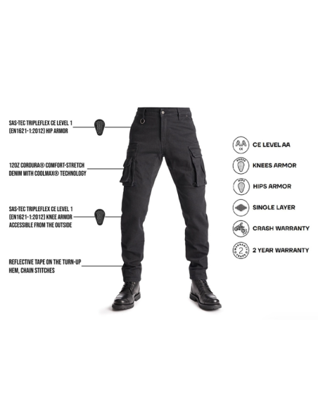 PANDO MOTO МУЖСКИЕ МОТО-ДЖИНСЫ DESERT CARGO BLACK