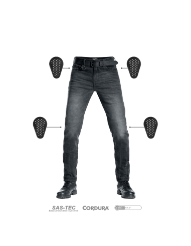 PANDO MOTO ROBBY SLIM BLACK MEN'S MOTO JEANS