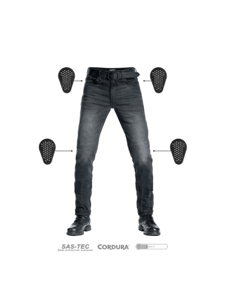 PANDO MOTO ROBBY SLIM BLACK MEN'S MOTO JEANS