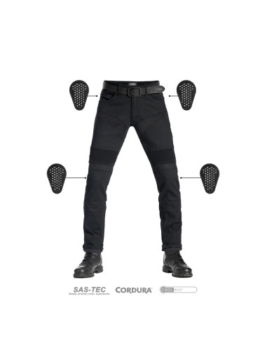 PANDO MOTO KARLDO SLIM BLACK MEN'S MOTO JEANS
