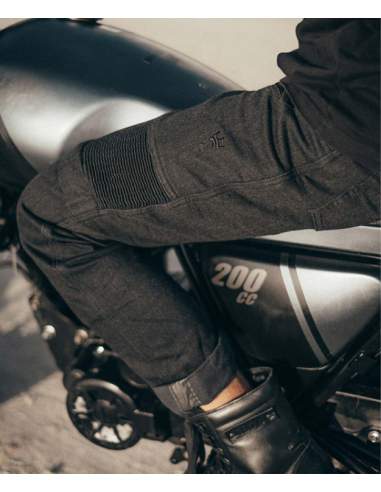 PANDO MOTO KARLDO SLIM BLACK MEN'S MOTO JEANS