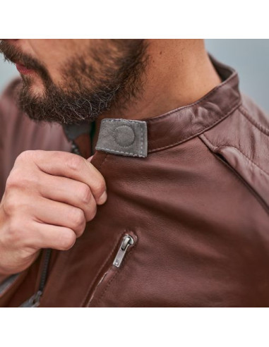 SHIMA HUNTER 2.0 BROWN LEATHER MOTO JACKET