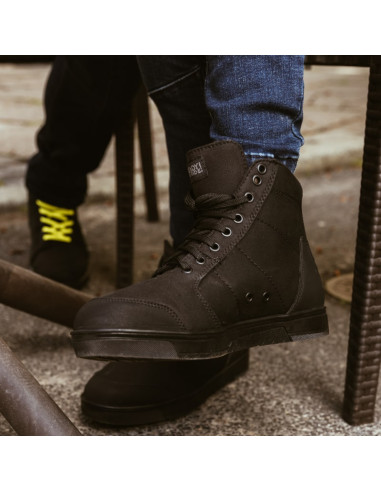 REBELHORN TOWN BLACK SHORT MOTO BOOTS