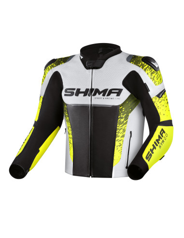 SHIMA STR 2.0 LEATHER MOTO JACKET YELLOW FLUO