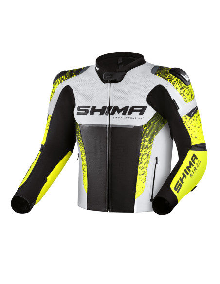 SHIMA STR 2.0 LEATHER MOTO JACKET YELLOW FLUO