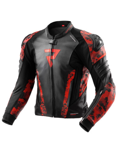 REBELHORN VELOCE CAMO RED LEATHER MOTO JACKET