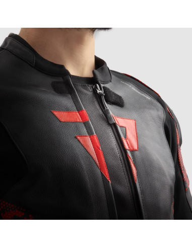 REBELHORN VELOCE CAMO RED LEATHER MOTO JACKET