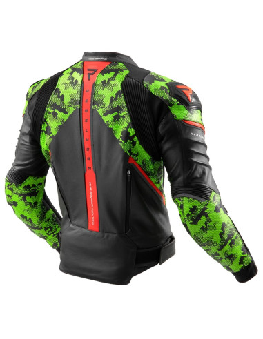 REBELHORN ЗЕЛЕНАЯ КОЖАНАЯ МОТОКУРТКА VELOCE CAMO