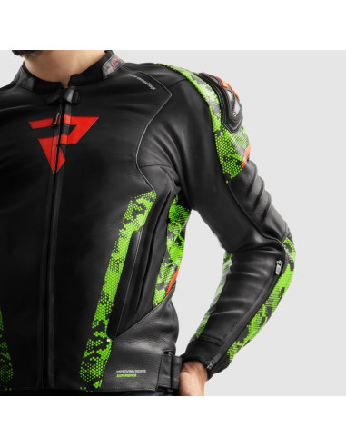 REBELHORN ЗЕЛЕНАЯ КОЖАНАЯ МОТОКУРТКА VELOCE CAMO