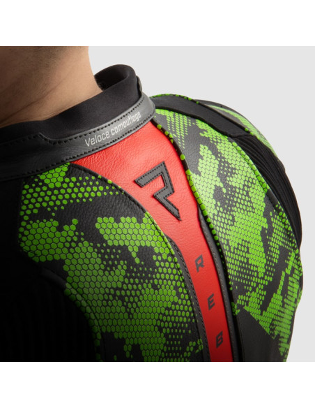 REBELHORN ЗЕЛЕНАЯ КОЖАНАЯ МОТОКУРТКА VELOCE CAMO