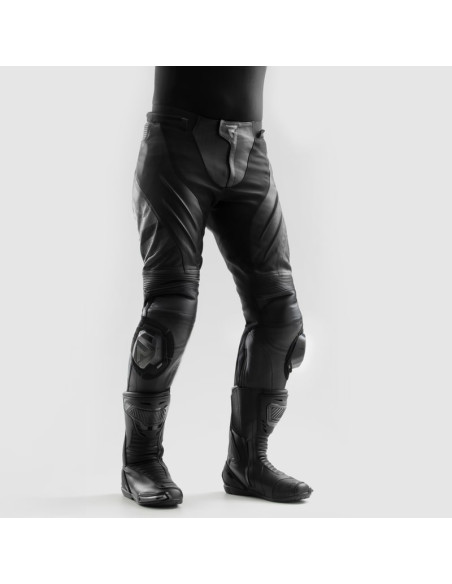 REBELHORN INFERNO BLACK LEATHER MOTO TROUSERS