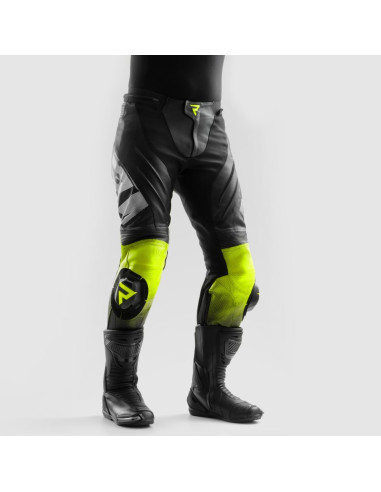 REBELHORN INFERNO YELLOW LEATHER MOTO TROUSERS