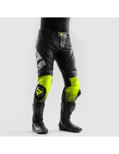 REBELHORN INFERNO YELLOW LEATHER MOTO TROUSERS