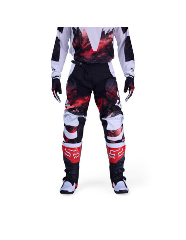 FOX 180 WHITE/FLUO RED CROSS MOTO TROUSERS