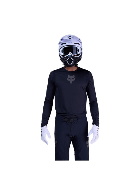 FOX FLEXAIR BLACKOUT BLACK CROSS MOTO SHIRT