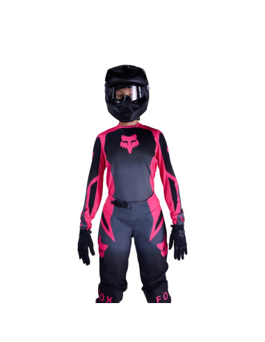 FOX WOMEN'S 180 SHIELD BLACK/PINK CROSSOVER MOTO JACKET