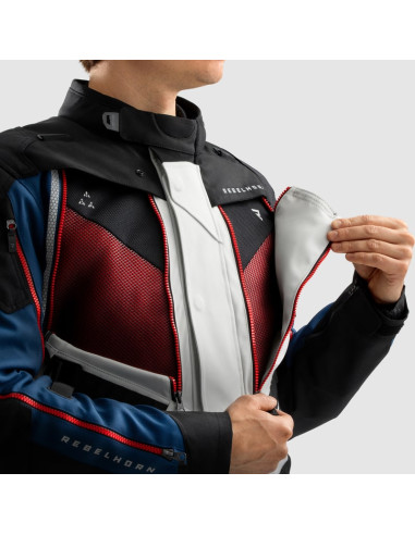 REBELHORN HARDY 3.0 GREY/RED/BLUE TEKSTILINĖ MOTO STRIUKĖ