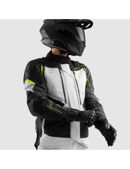 REBELHORN HARDY 3.0 GREY/FLUO TEKSTILINĖ MOTO STRIUKĖ