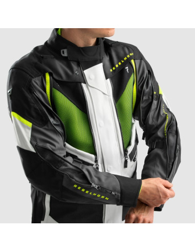 REBELHORN HARDY 3.0 GREY/FLUO TEKSTILINĖ MOTO STRIUKĖ