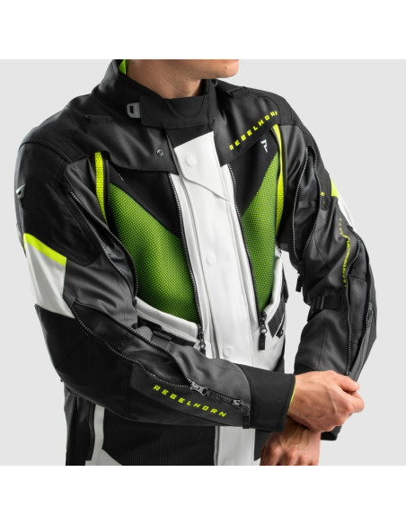 REBELHORN HARDY 3.0 GREY/FLUO TEXTILE MOTO JACKET