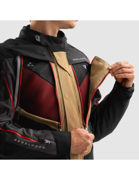REBELHORN HARDY 3.0 DESERT RED TEXTILE MOTO JACKET