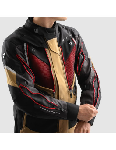 REBELHORN HARDY 3.0 DESERT RED TEXTILE MOTO JACKET