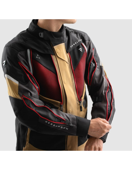 REBELHORN HARDY 3.0 DESERT RED TEXTILE MOTO JACKET