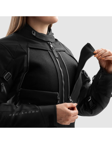REBELHORN MOTERIŠKA HARDY 3.0 BLACK TEKSTILINĖ MOTO STRIUKĖ