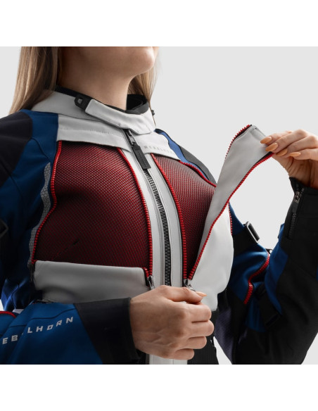 REBELHORN MOTERIŠKA HARDY 3.0 BLUE/GREY/RED TEKSTILINĖ MOTO STRIUKĖ