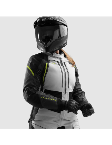 REBELHORN WOMEN'S HARDY 3.0 GREY/FLUO TEXTILE MOTO JACKET