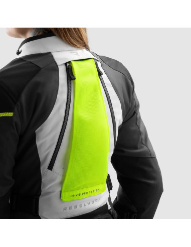REBELHORN WOMEN'S HARDY 3.0 GREY/FLUO TEXTILE MOTO JACKET