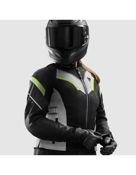REBELHORN ЖЕНСКАЯ МОТОКУРТКА HIFLOW V GREY/FLUO TEXTILE