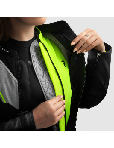 REBELHORN ЖЕНСКАЯ МОТОКУРТКА HIFLOW V GREY/FLUO TEXTILE