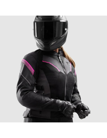 REBELHORN WOMEN'S HIFLOW V PINK TEXTILE MOTO JACKET