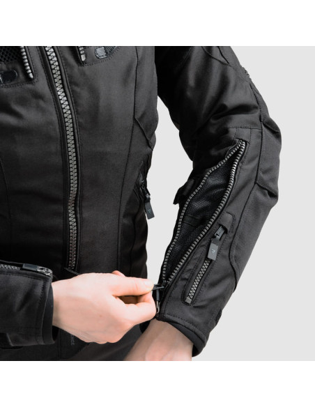 REBELHORN WOMEN'S HIKER 4 BLACK TEXTILE MOTO JACKET